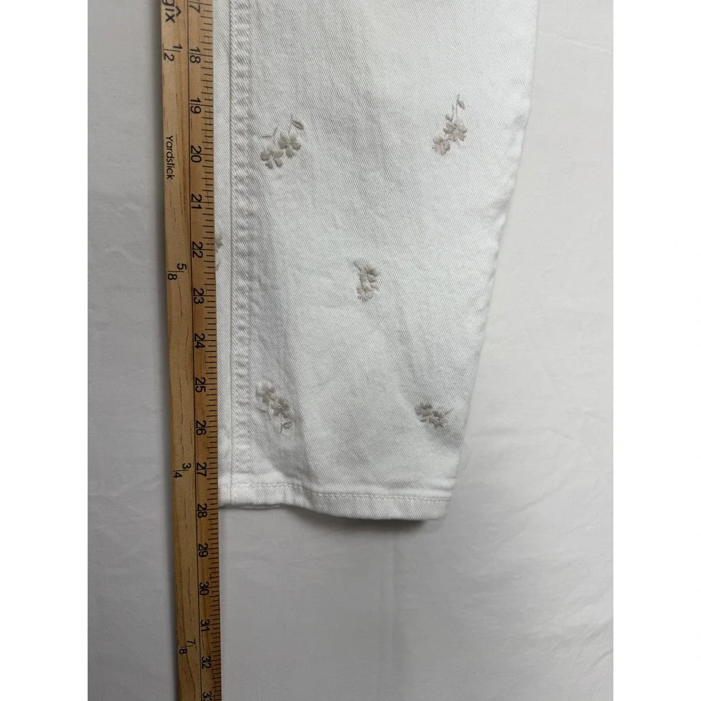 Seven7 Floral Embroidered Skinny‎ Jeans Womens 6 White Excellent High Rise Pants